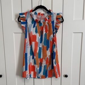 Colorful Ruffle Sleeve Top